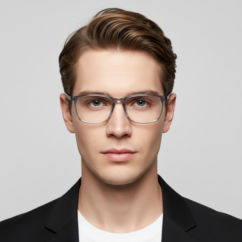 Square Gray Blue Eyeglasses