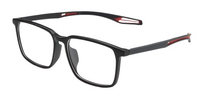 Square Black Red Eyeglasses