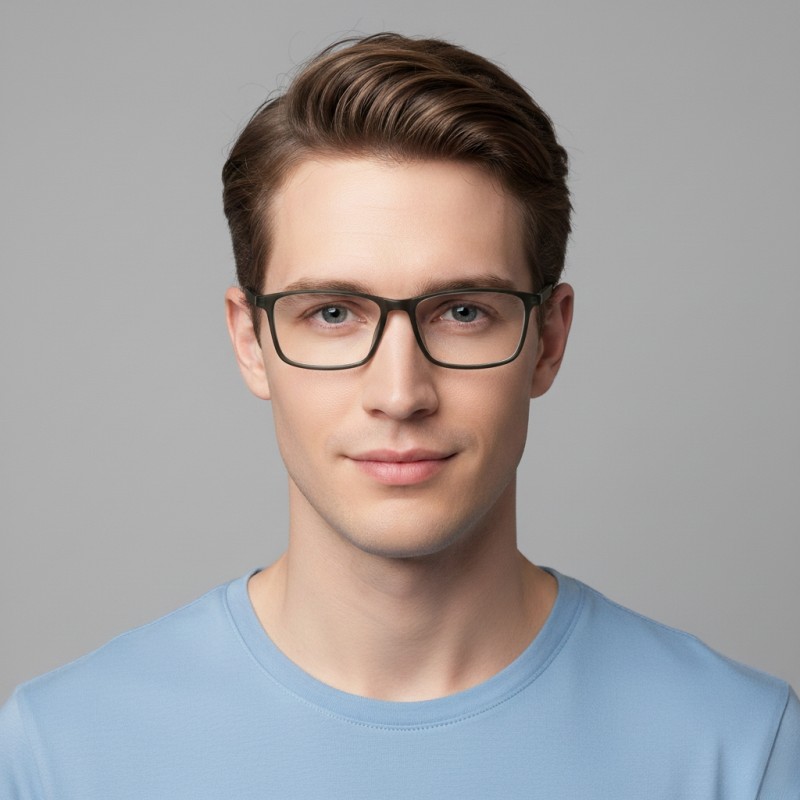 Rectangle Matte-black Eyeglasses