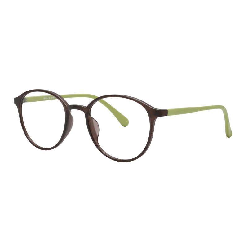 Round Brown/Green Eyeglasses