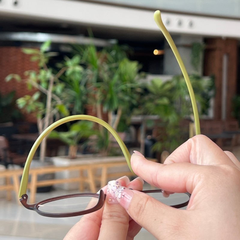Round Brown/Green Eyeglasses