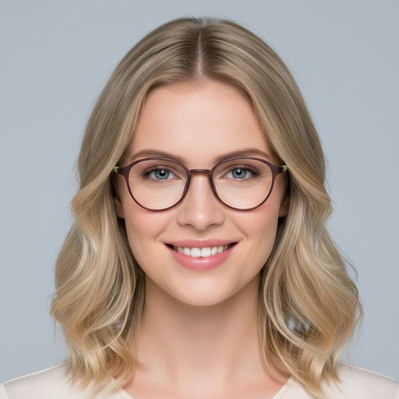 Round Brown/Green Eyeglasses