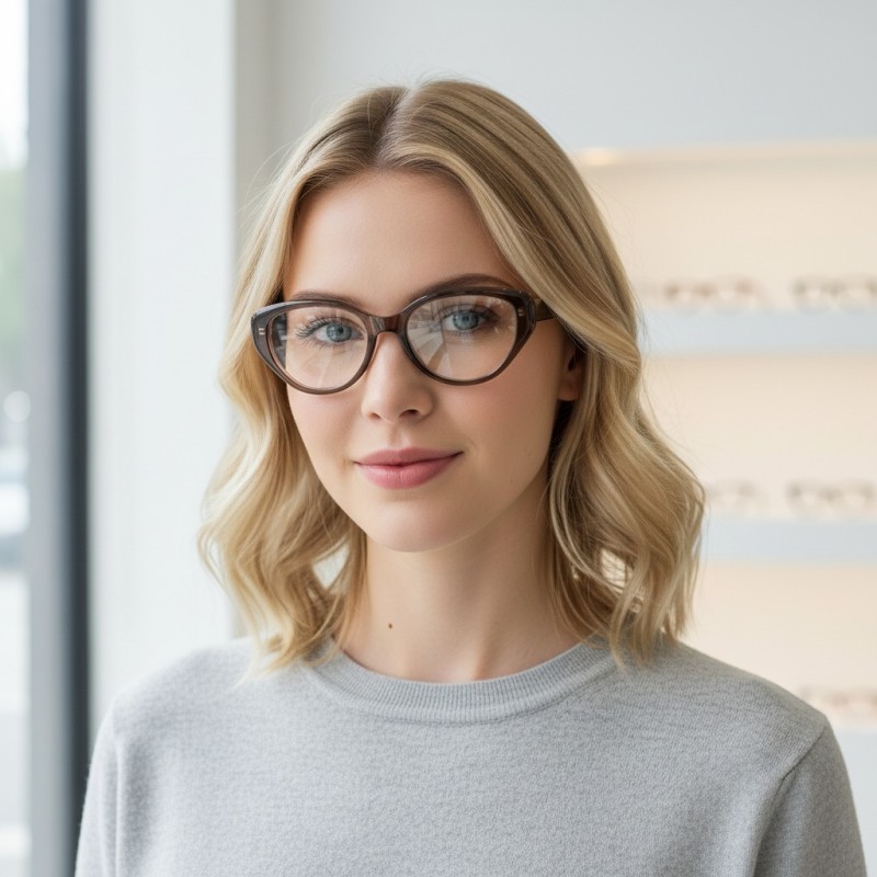Cat Eye Brown Eyeglasses