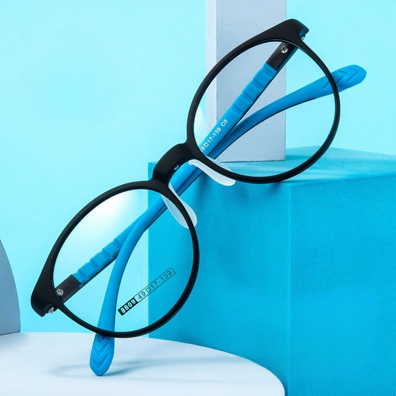 Oval Black/Blue Eyeglasses 