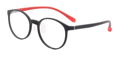 Oval Black/Red Eyeglasses 