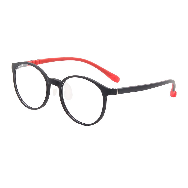 Oval Black/Red Eyeglasses 