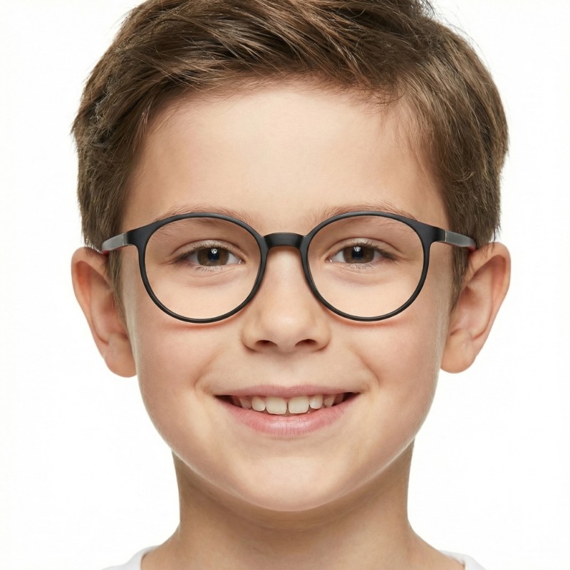 Oval Black/Red Eyeglasses 