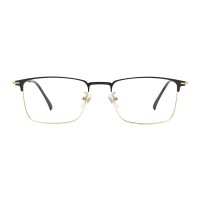 Rectangle Black Golden Eyeglasses