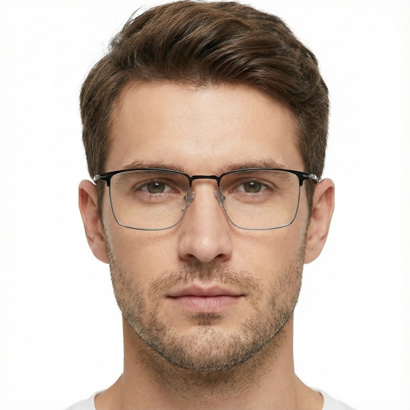 Rectangle Black Gunmetal Eyeglasses
