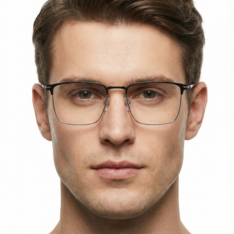 Rectangle Black Silver Eyeglasses