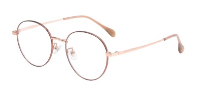 Round Rose Gold Pink Eyeglasses