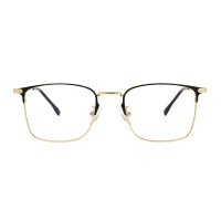 Rectangle Black Gold Eyeglasses