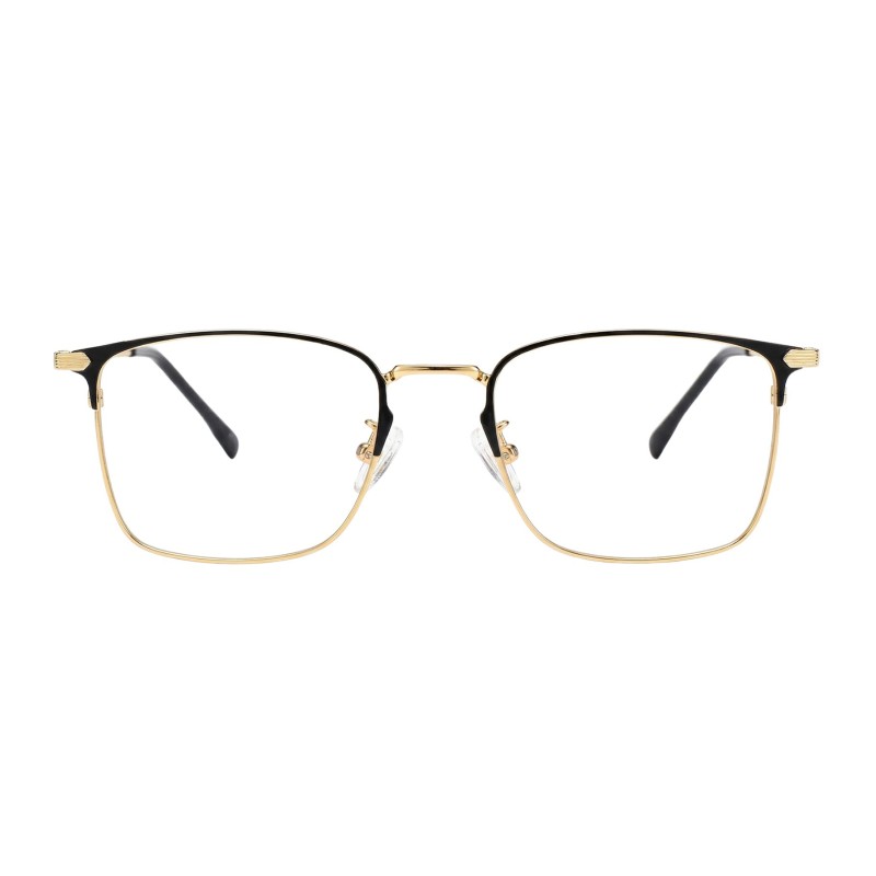 Rectangle Black Gold Eyeglasses