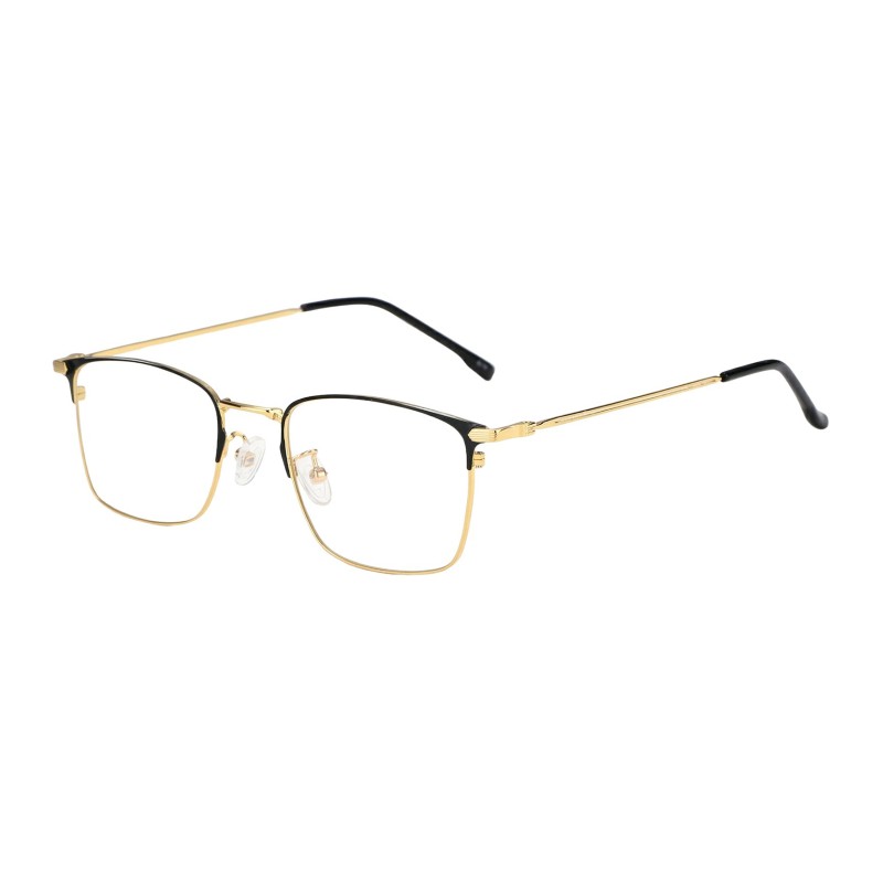 Rectangle Black Gold Eyeglasses