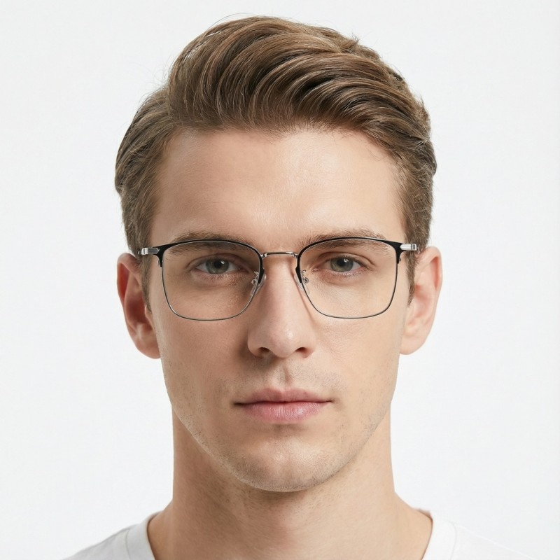 Rectangle Black Silver Eyeglasses