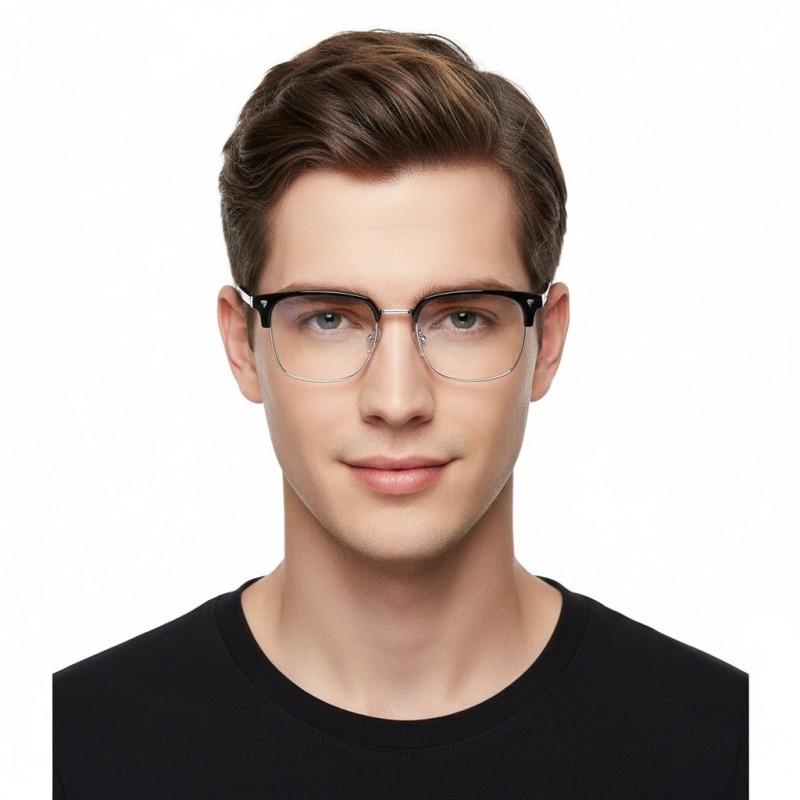 Browline Black Silver Eyeglasses