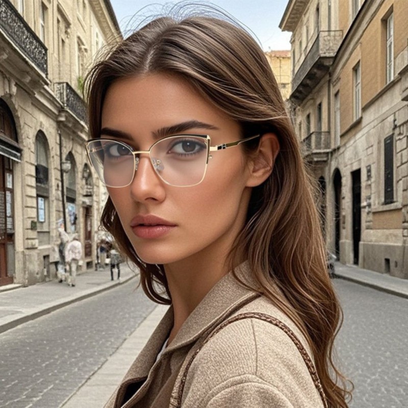 Cat Eye Black Golden Eyeglasses