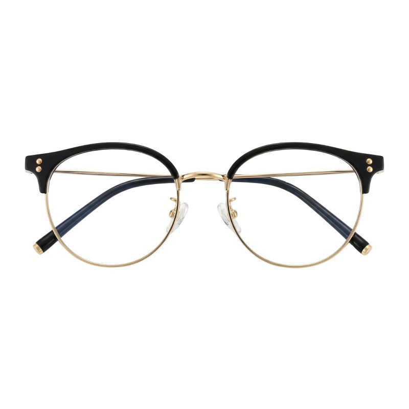 Round Black Golden Eyeglasses