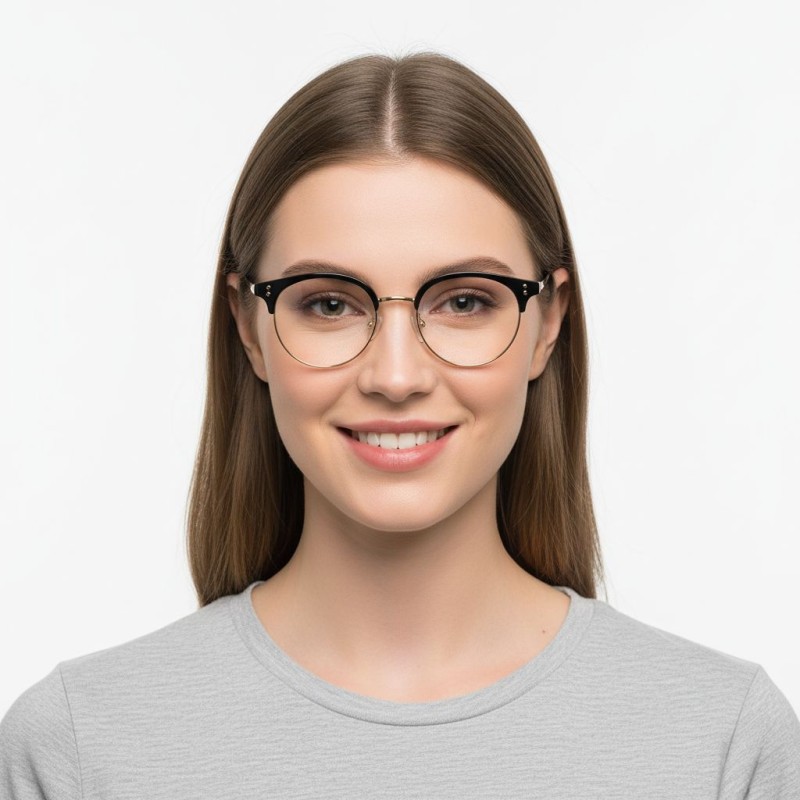 Round Black Golden Eyeglasses