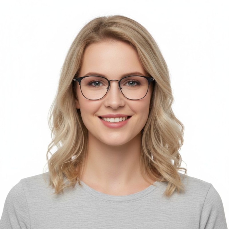 Round Black Gunmetal Eyeglasses