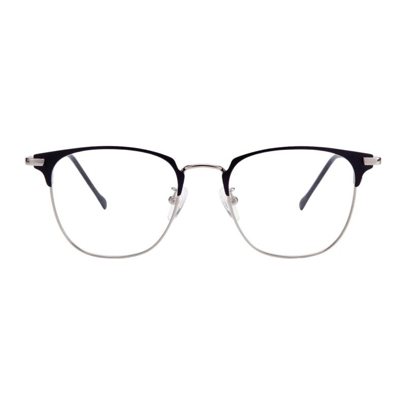 Round Black Silver Eyeglasses
