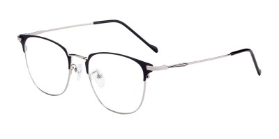 Round Black Silver Eyeglasses