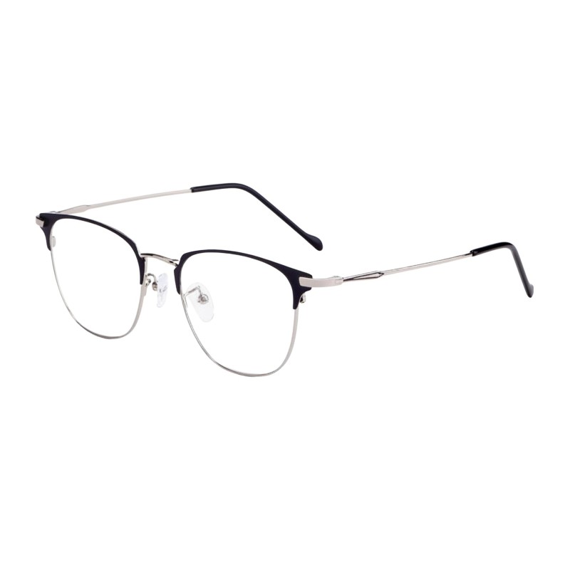 Round Black Silver Eyeglasses