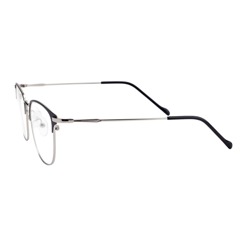 Round Black Silver Eyeglasses