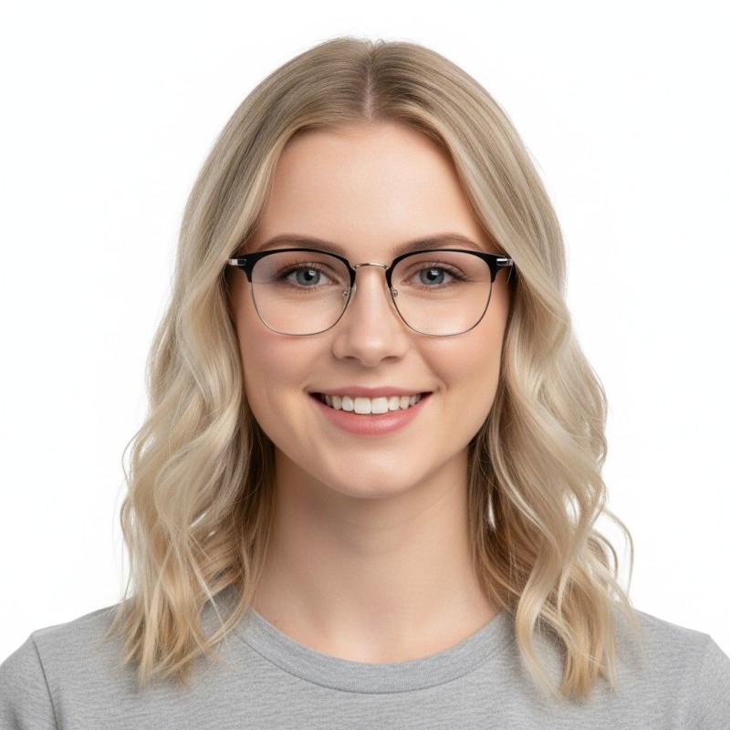 Round Black Silver Eyeglasses