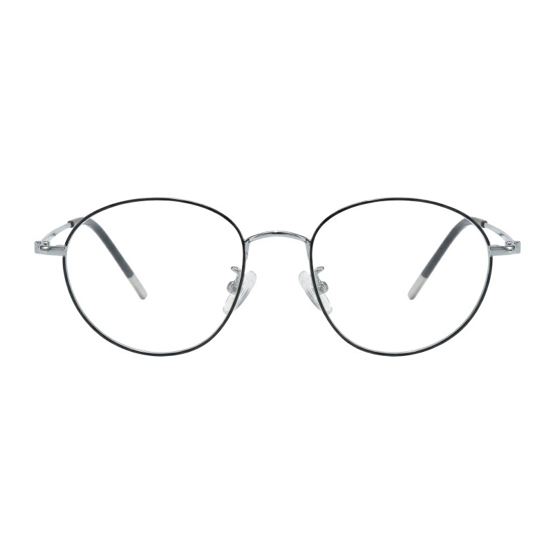 Round Black Silver Eyeglasses
