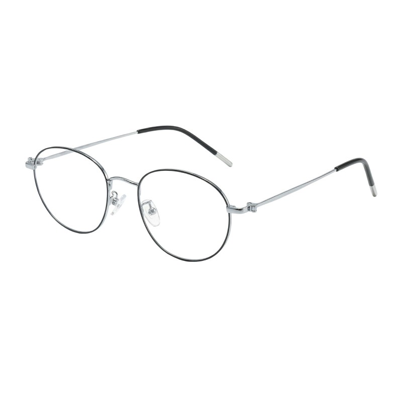 Round Black Silver Eyeglasses