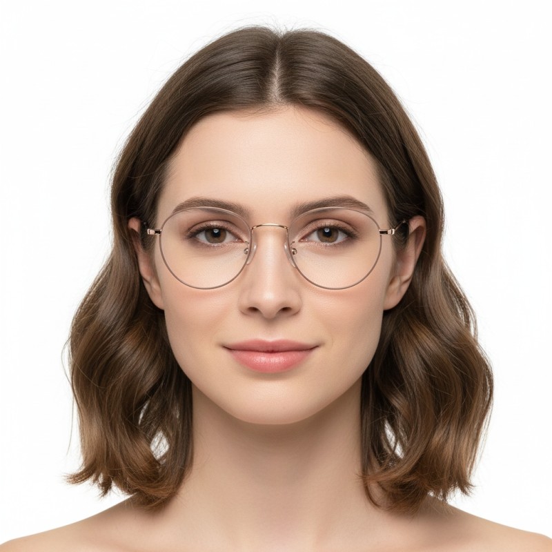 Round Champagne Eyeglasses