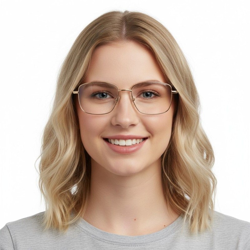 Rectangle Golden Eyeglasses