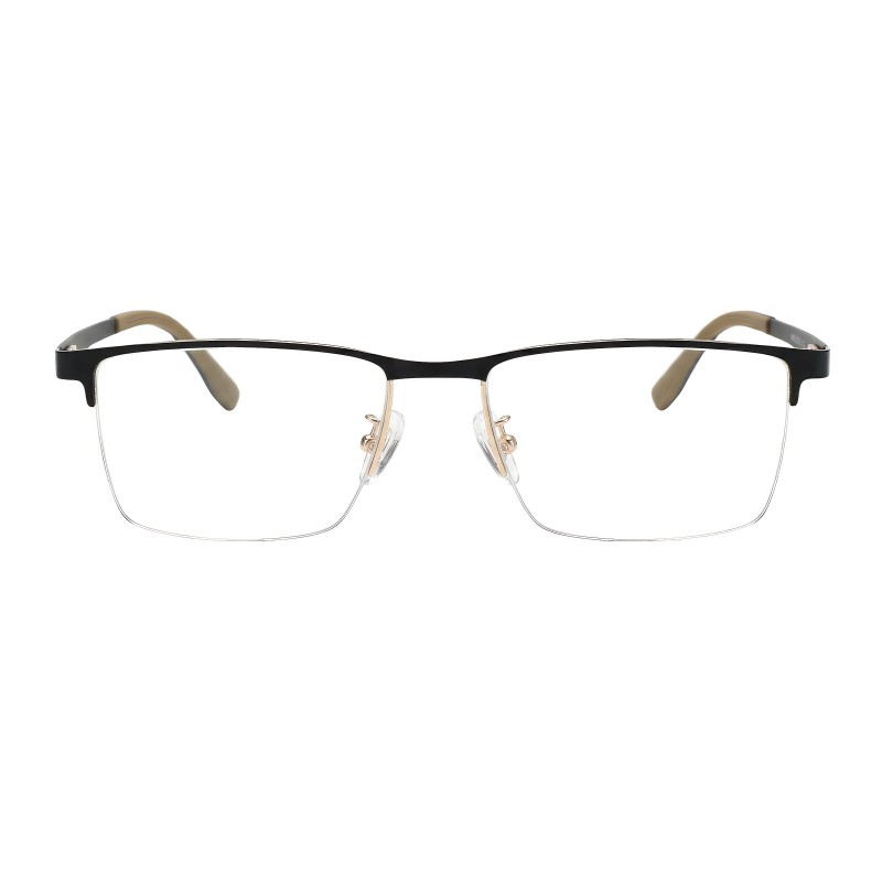 Rectangle Black Golden Eyeglasses
