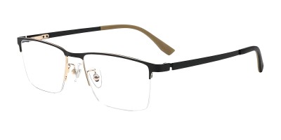 Aether Black Golden Rectangle Prescription Glasses