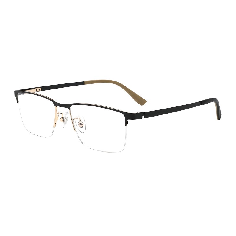 Rectangle Black Golden Eyeglasses