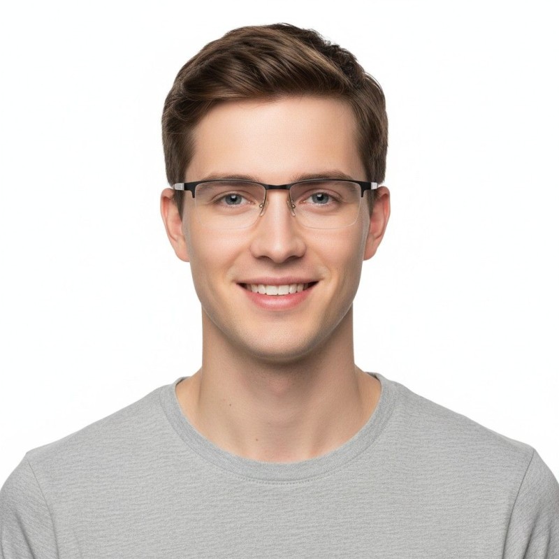Rectangle Black Golden Eyeglasses