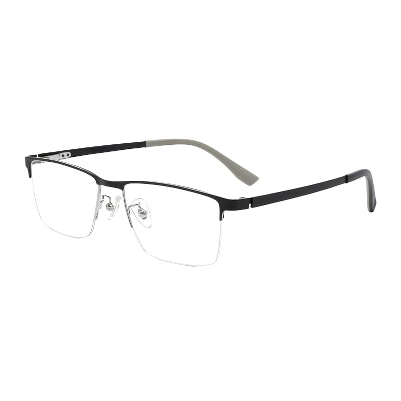 Rectangle Black Silver Eyeglasses