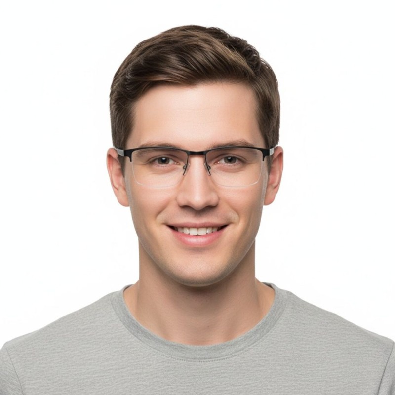 Rectangle Black Silver Eyeglasses