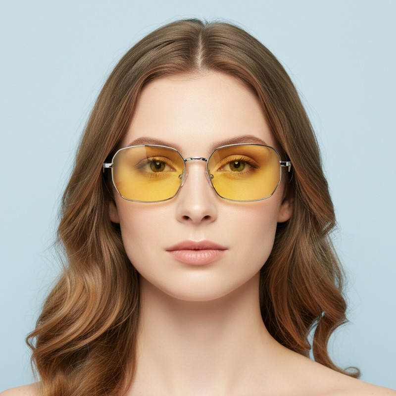 Polygon Silver Yellow Sunglasses