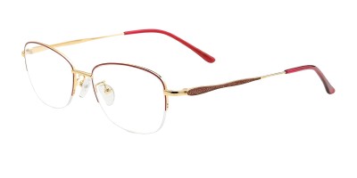 Oval Red Eyeglasses