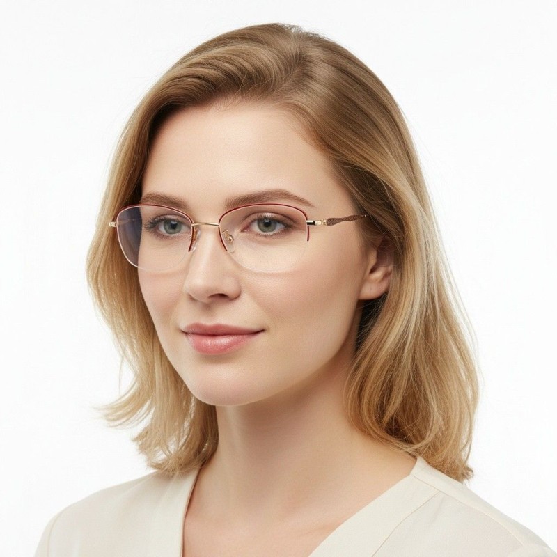 Oval Red Eyeglasses
