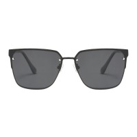 Stephanie - Square Black Sunglasses with Gray Lenses