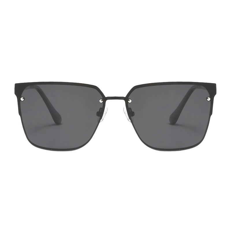 Square Black Sunglasses with Gray Lenses