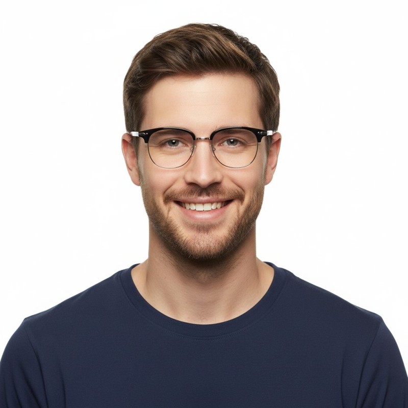 Browline Black Golden Eyeglasses