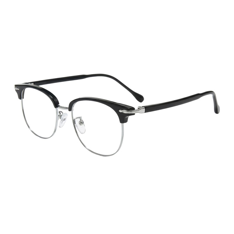 Browline Black Silver Eyeglasses