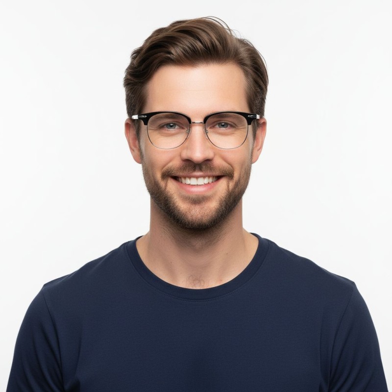 Browline Black Silver Eyeglasses