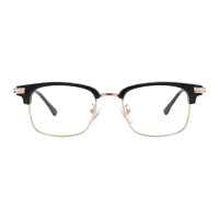 Luxe - Browline Black Golden Eyeglasses