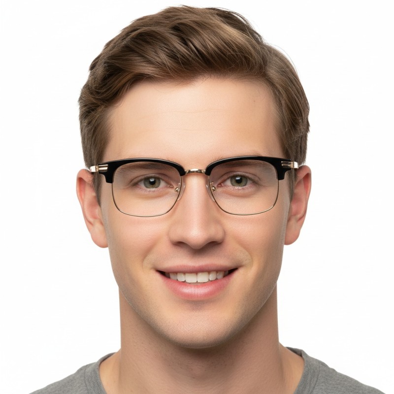 Browline Black Golden Eyeglasses