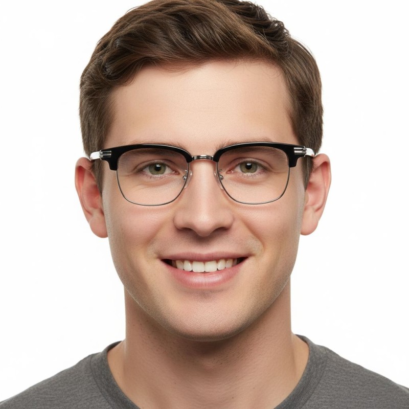 Browline Black Silver Eyeglasses